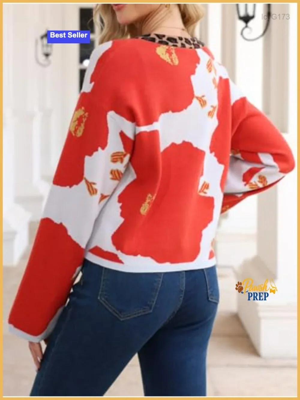 Floral Cardigan Sweater Women Long Sleeve Leopard Open Front Knit Jacket